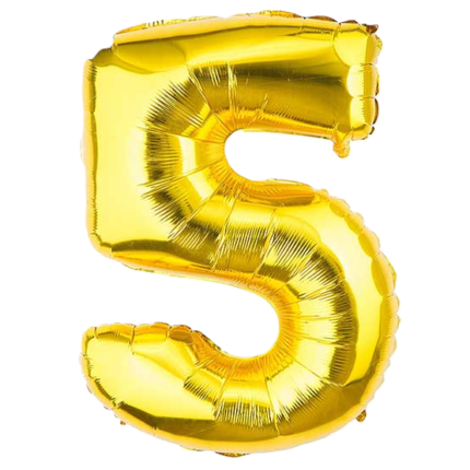 بادکنک فویلی عدد 5 طلایی
