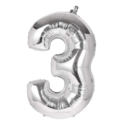 بادکنک فویلی عدد 3 نقره ای