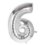 بادکنک فویلی عدد 6 نقره ای