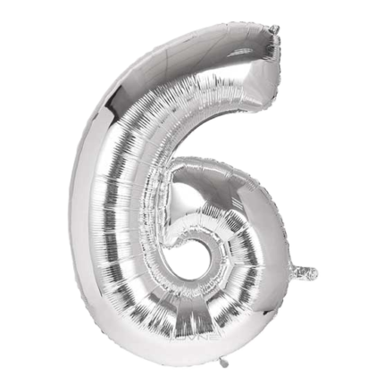 بادکنک فویلی عدد 6 نقره ای