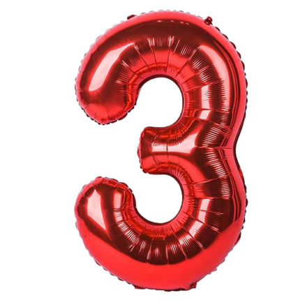 بادکنک فویلی عدد 3 قرمز