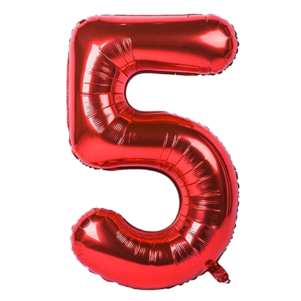 بادکنک فویلی عدد 5 قرمز