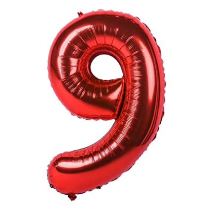بادکنک فویلی عدد 9 قرمز